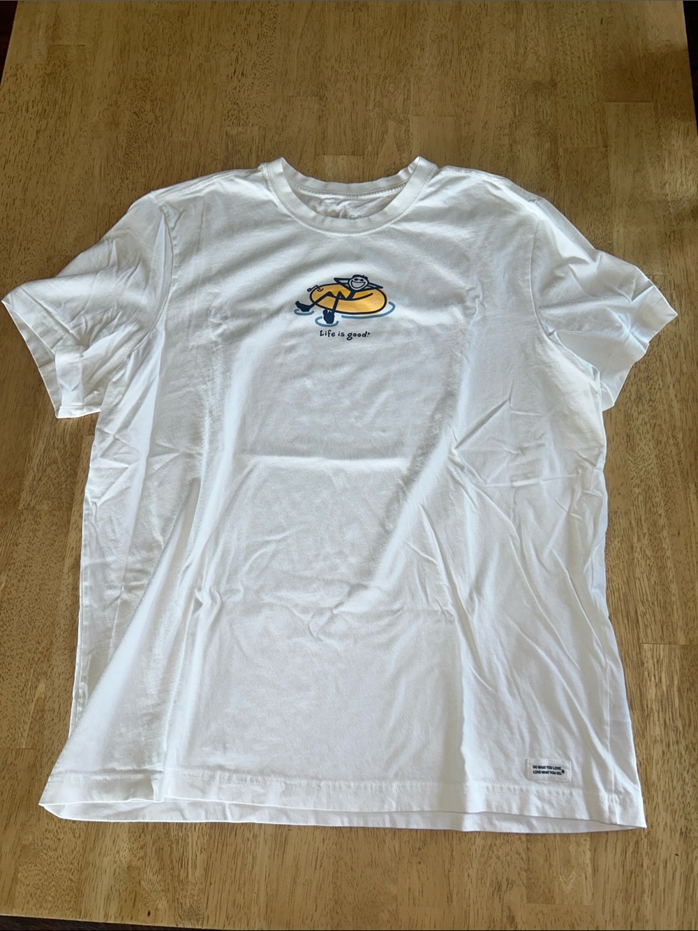 Life Is Good White Tee with Yellow Float Graphic